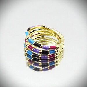 KENDRA SCOTT Essie Yellow Gold Plate Multicolor Enamel Ring Size 9